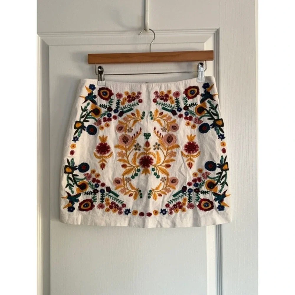 Altar'd State Embroidered Midi Skirt Ladybugs Birds Boho‎ Festival Size Medium